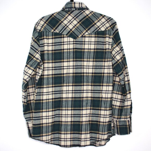 Wrangler Mens Medium Western Pearl Snap Plaid Button Up Flannel Shirt C1095 - Picture 5 of 5